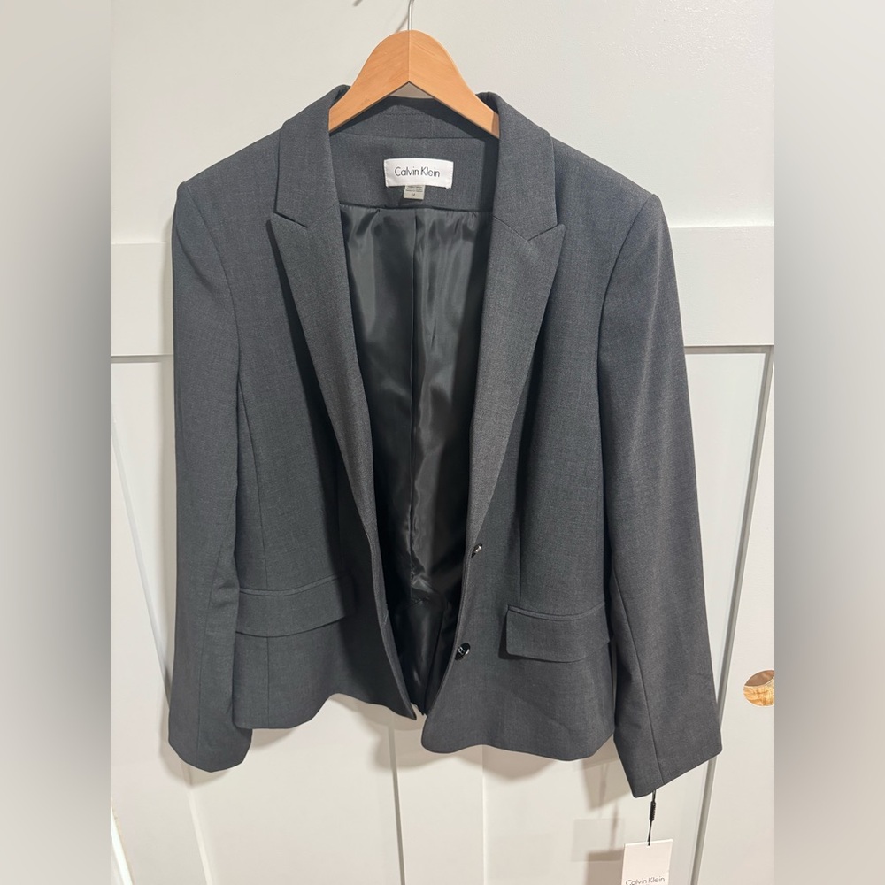 Calvin Klein Gray Suit Jacket and skirt